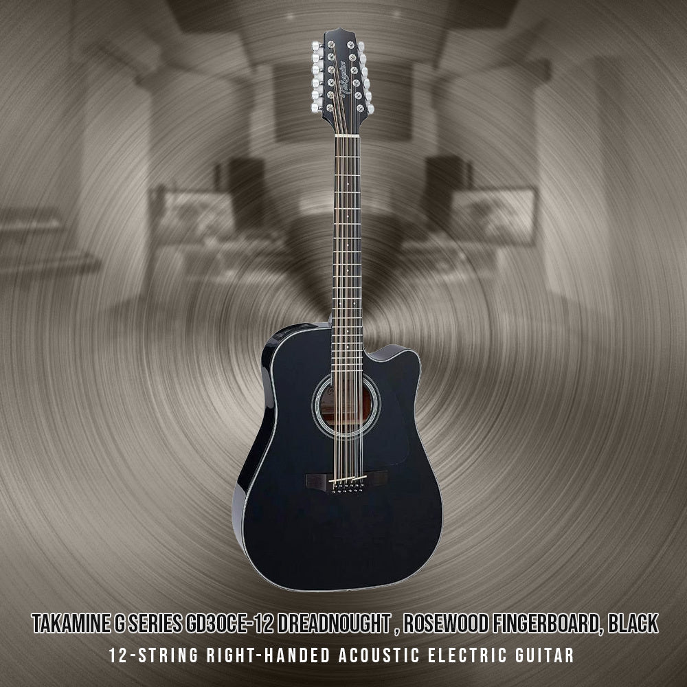 Takamine GD30CE 12 12 String Right Hand Acoustic Electric Guitar Bundle