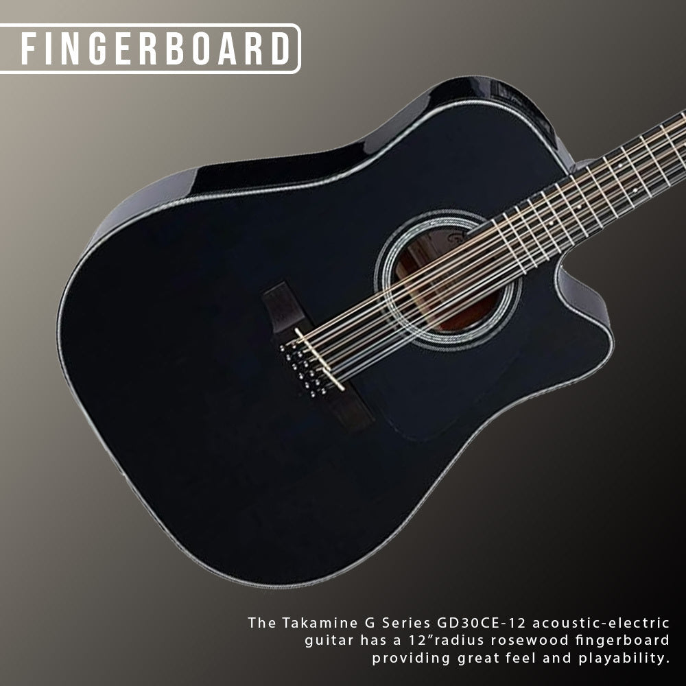 Takamine GD30CE 12 12 String Right Hand Acoustic Electric Guitar Bundle