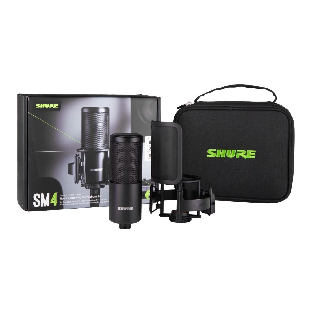 Shure SM4 Studio Recording Microphone Kit, XLR Home Studio Condenser Mic Bundle