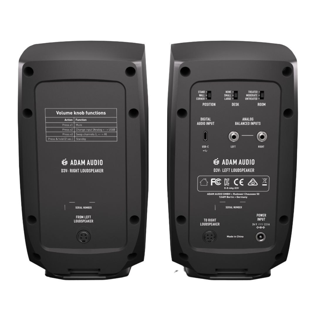 ADAM Audio D3V Active Desktop Monitoring System with USB-C Connection (Pair)