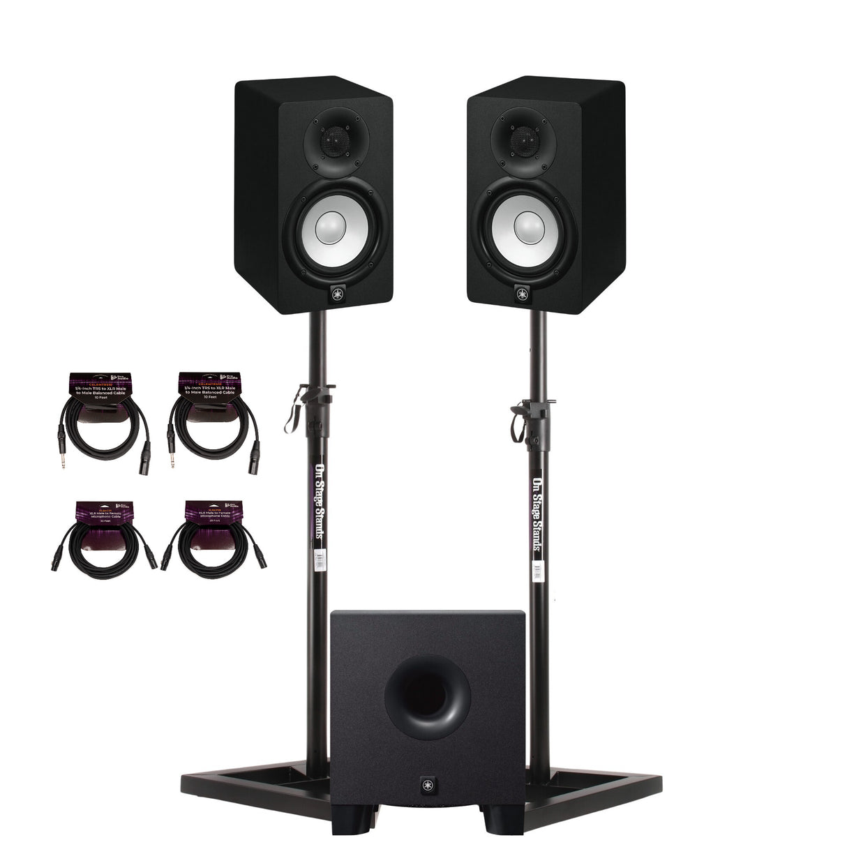 Yamaha HS5 70W Powered Studio Monitor Speaker Pair with Subwoofer Bundle