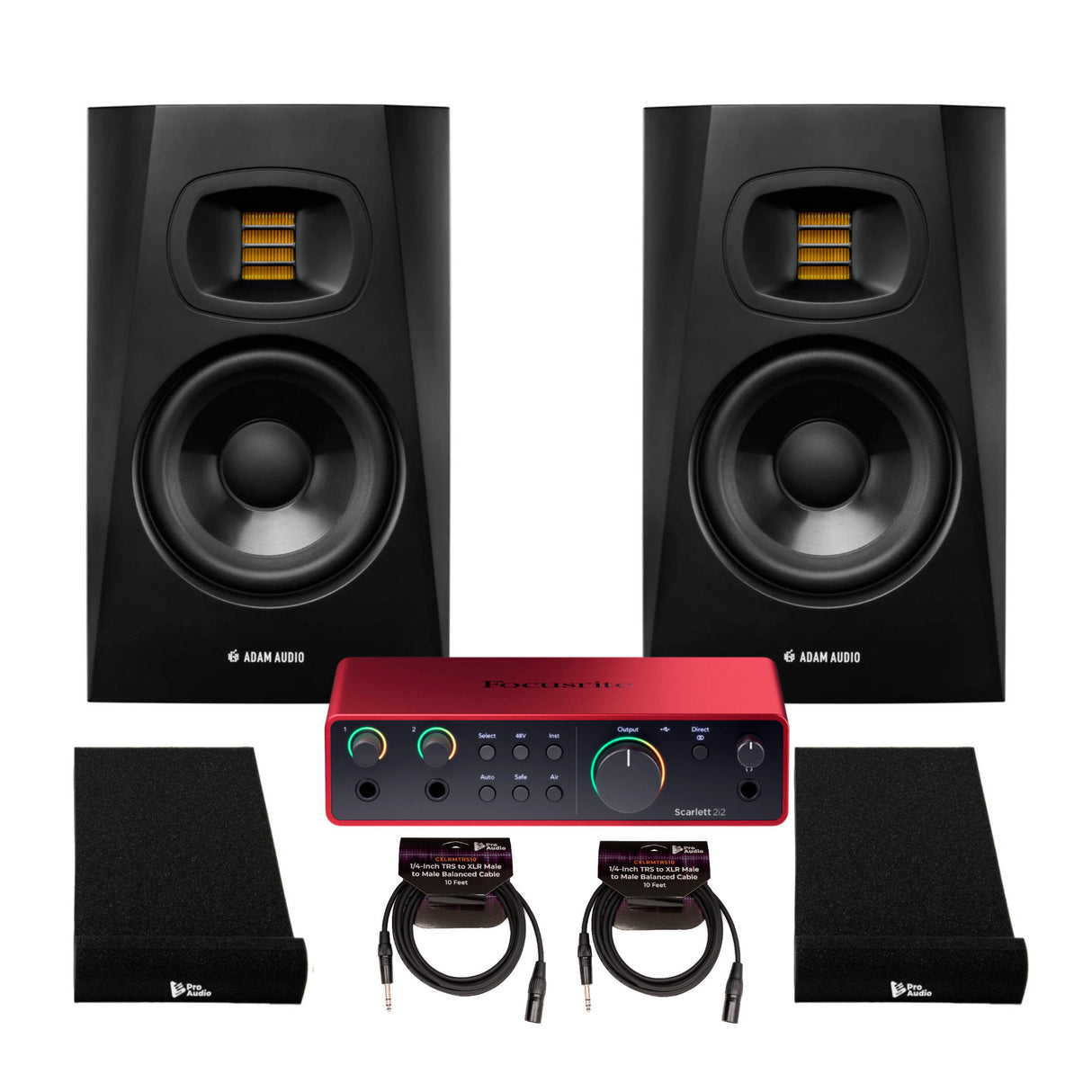 Adam Audio T5V Active Nearfield Monitors with Audio Interface, Cables Bundle
