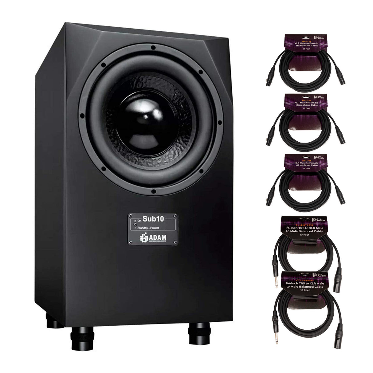 Adam Audio Sub10 10-Inch Mk2 Powered Studio Subwoofer with Cable Bundle