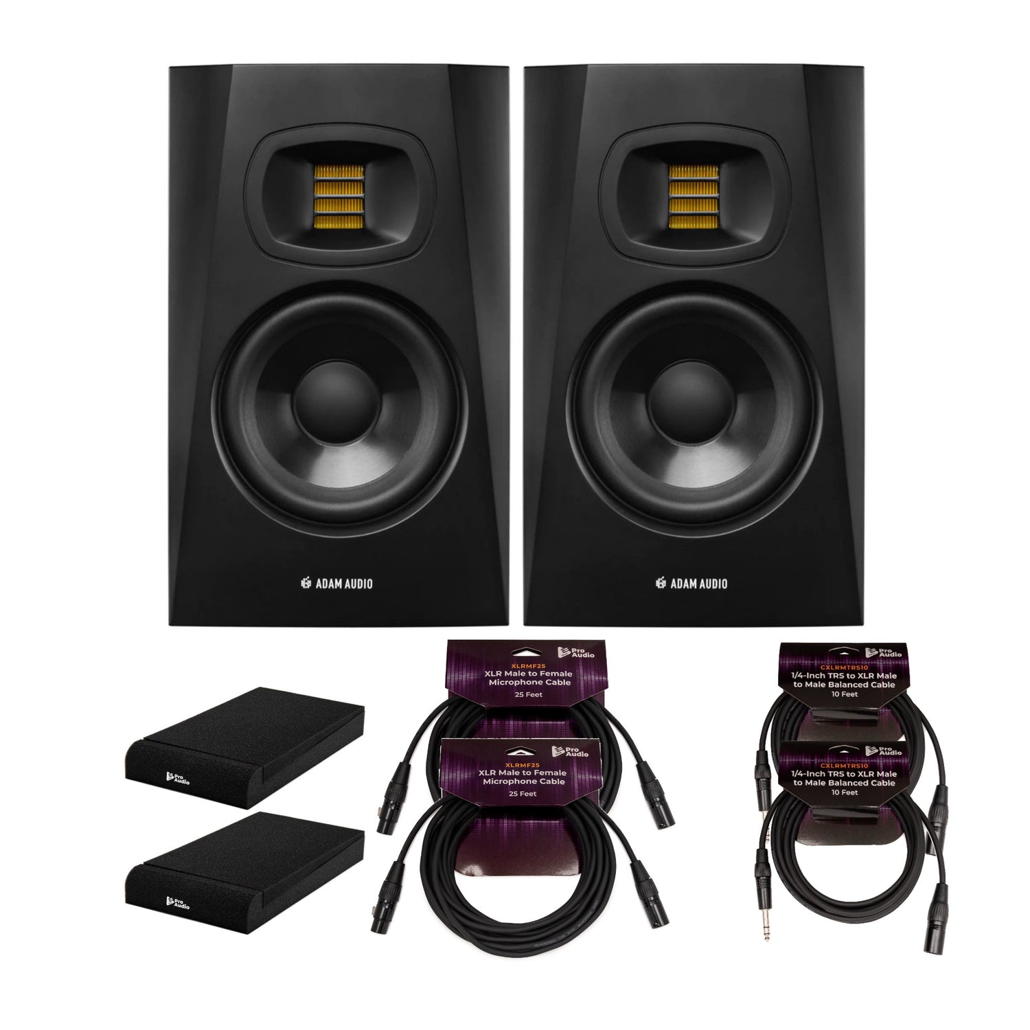 Adam Audio T5V 5 Inch Powered Studio Monitor 2 Pack with Isolation Pads Bundle