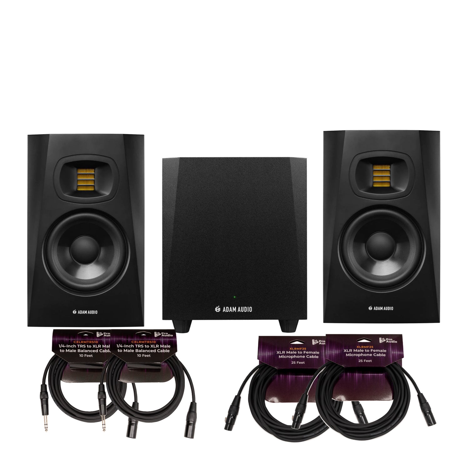 ADAM Audio T5V Monitor Pair with ADAM Audio T10S 10 Subwoofer, and Cables