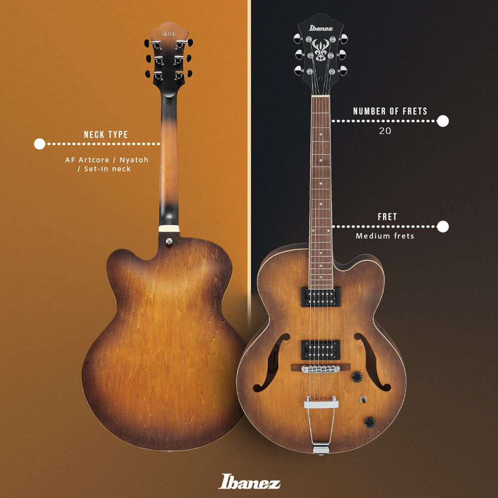 Ibanez AF55 Artcore Hollow-Body Electric Guitar (Tobacco Flat) with Case