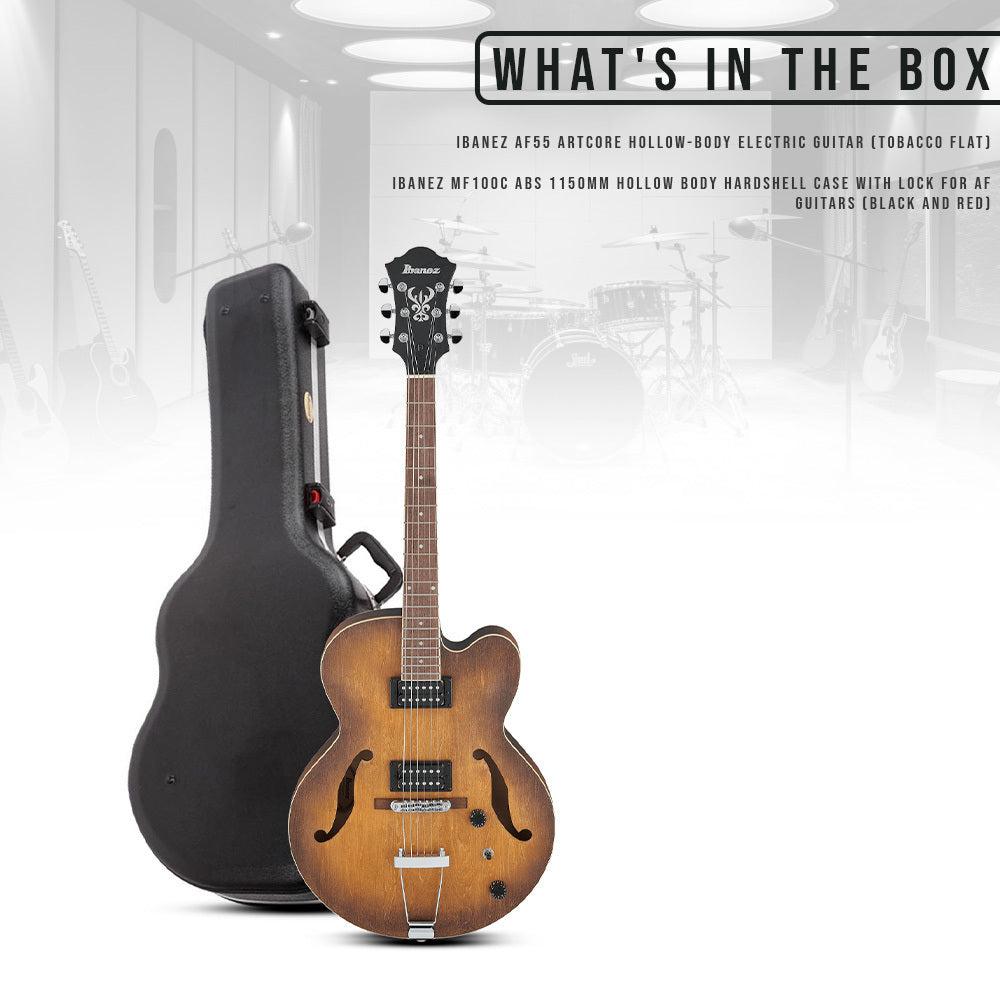 Ibanez AF55 Artcore Hollow-Body Electric Guitar (Tobacco Flat) with Case