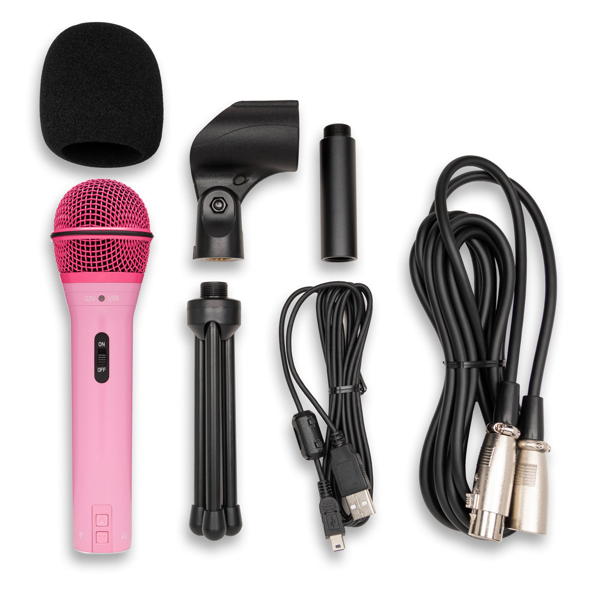 Samson Q2U Handheld Dynamic USB Microphone Recording and Podcasting Pack (Pink)