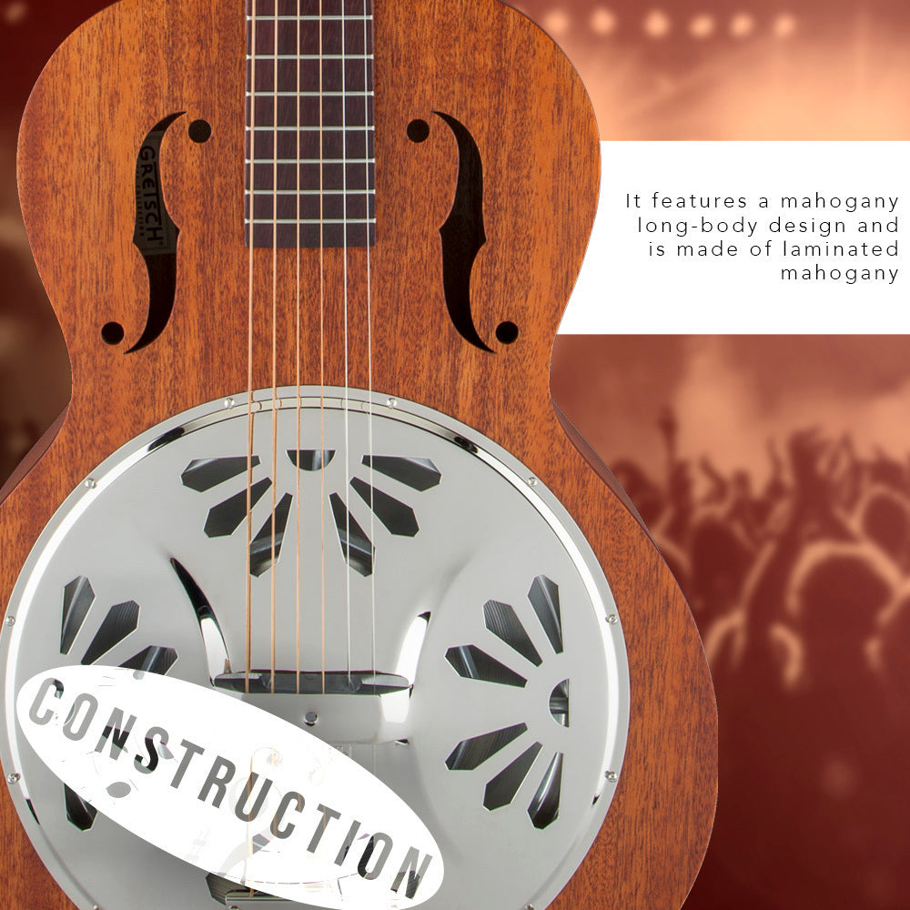 Gretsch G9200 Boxcar Round-Neck Mahogany Body Resonator 6-String Guitar Bundle