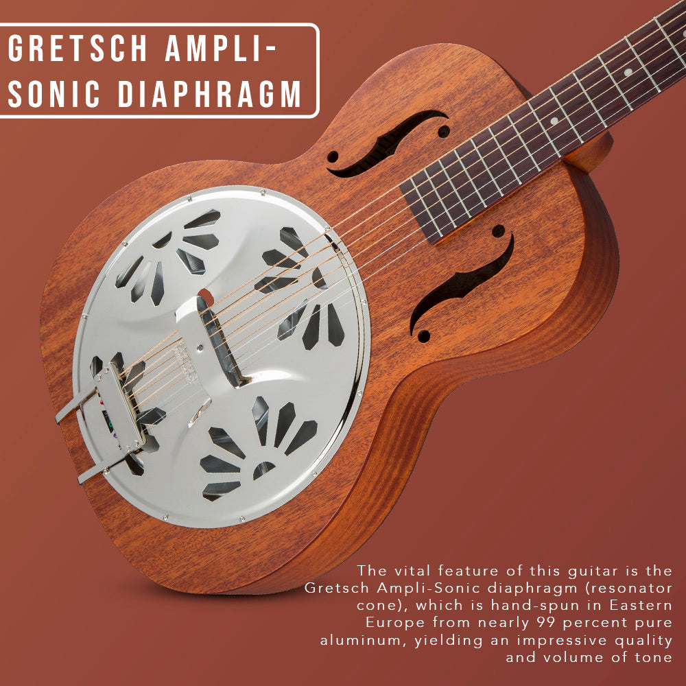 Gretsch G9200 Boxcar Round-Neck Mahogany Body Resonator 6-String Guitar Bundle