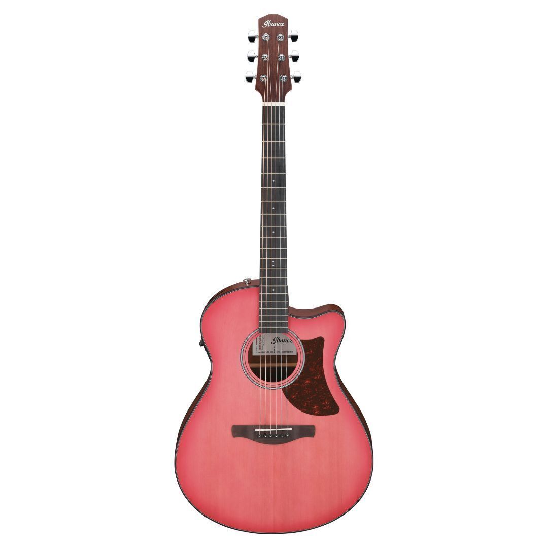Ibanez AAM50CE Coral Red Burst Open Pore Top, Natural Open Pore Back Guitar