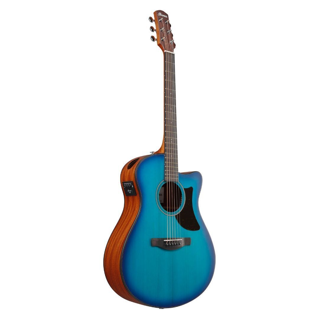 Ibanez AAM50CE Sapphire Blue Burst Open Pore Top, Natural Open Pore Back Guitar