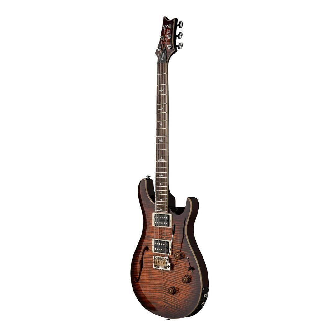 PRS SE Custom 24 Semi Hollow Piezo Orange Tiger Smokeburst Electric Guitar