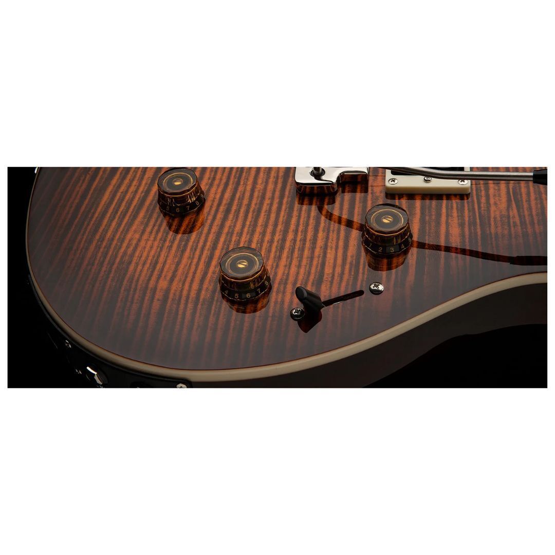 PRS SE Custom 24 Semi Hollow Piezo Orange Tiger Smokeburst Electric Guitar