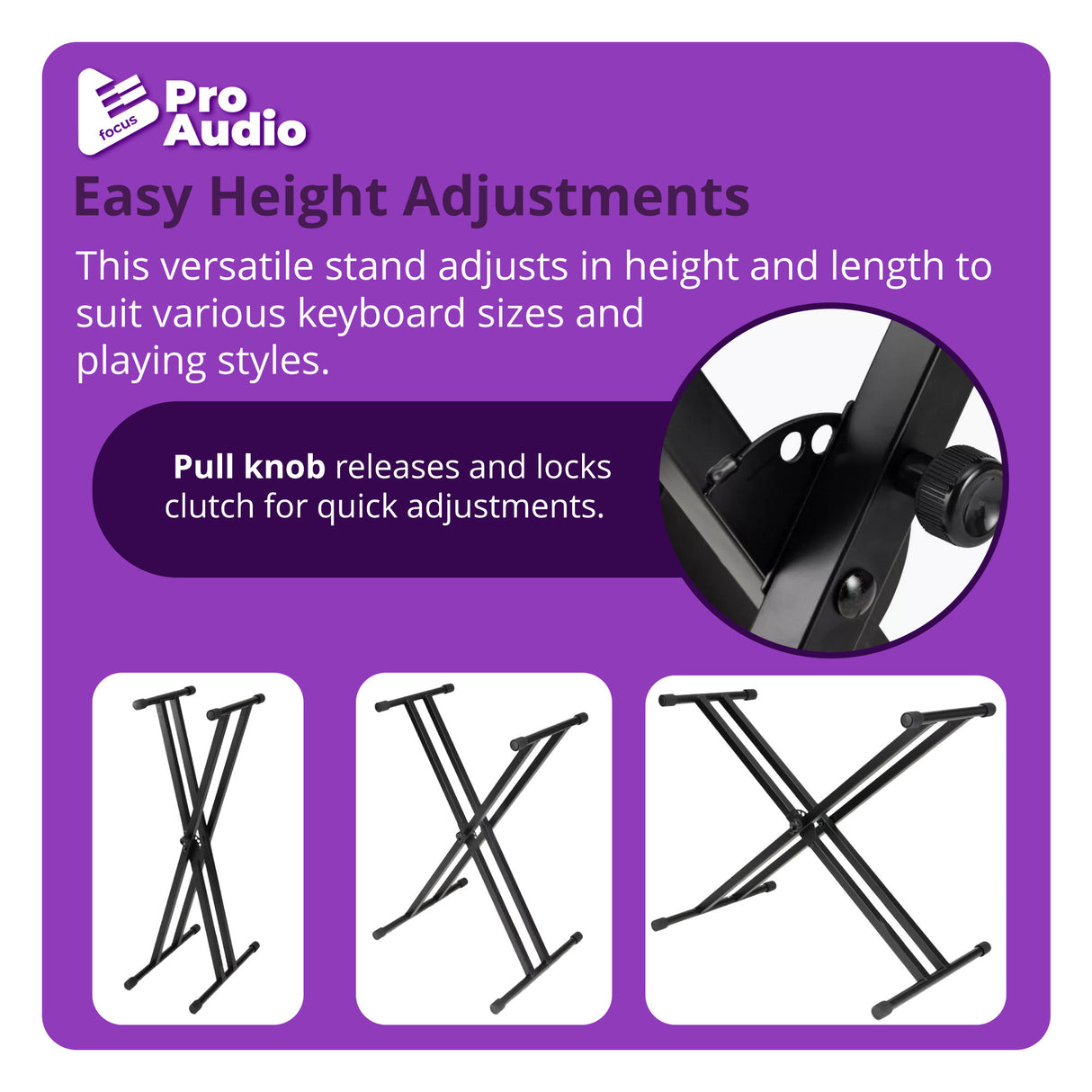 FocusProAudio Adjustable Double X Keyboard Stand