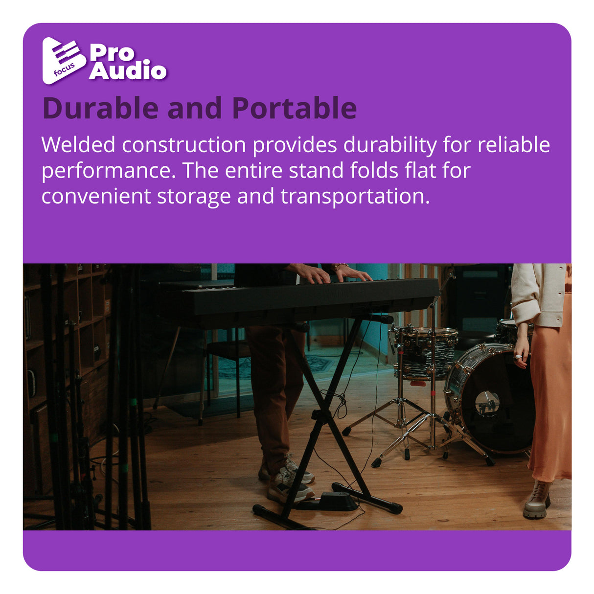 FocusProAudio Adjustable Double X Keyboard Stand