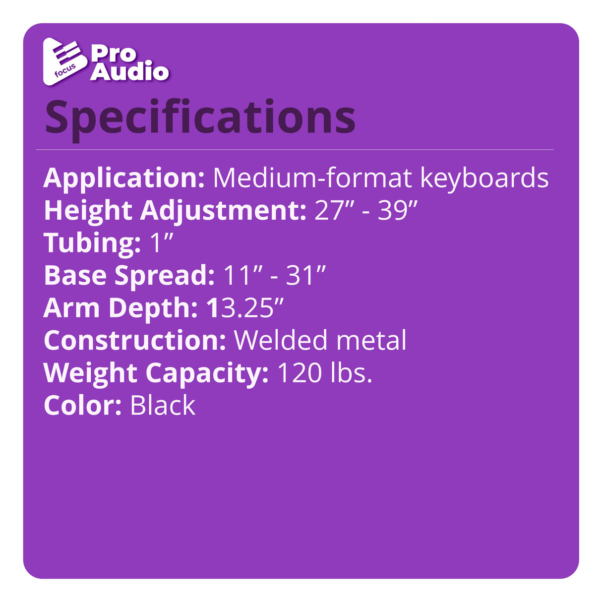 FocusProAudio Adjustable Double X Keyboard Stand