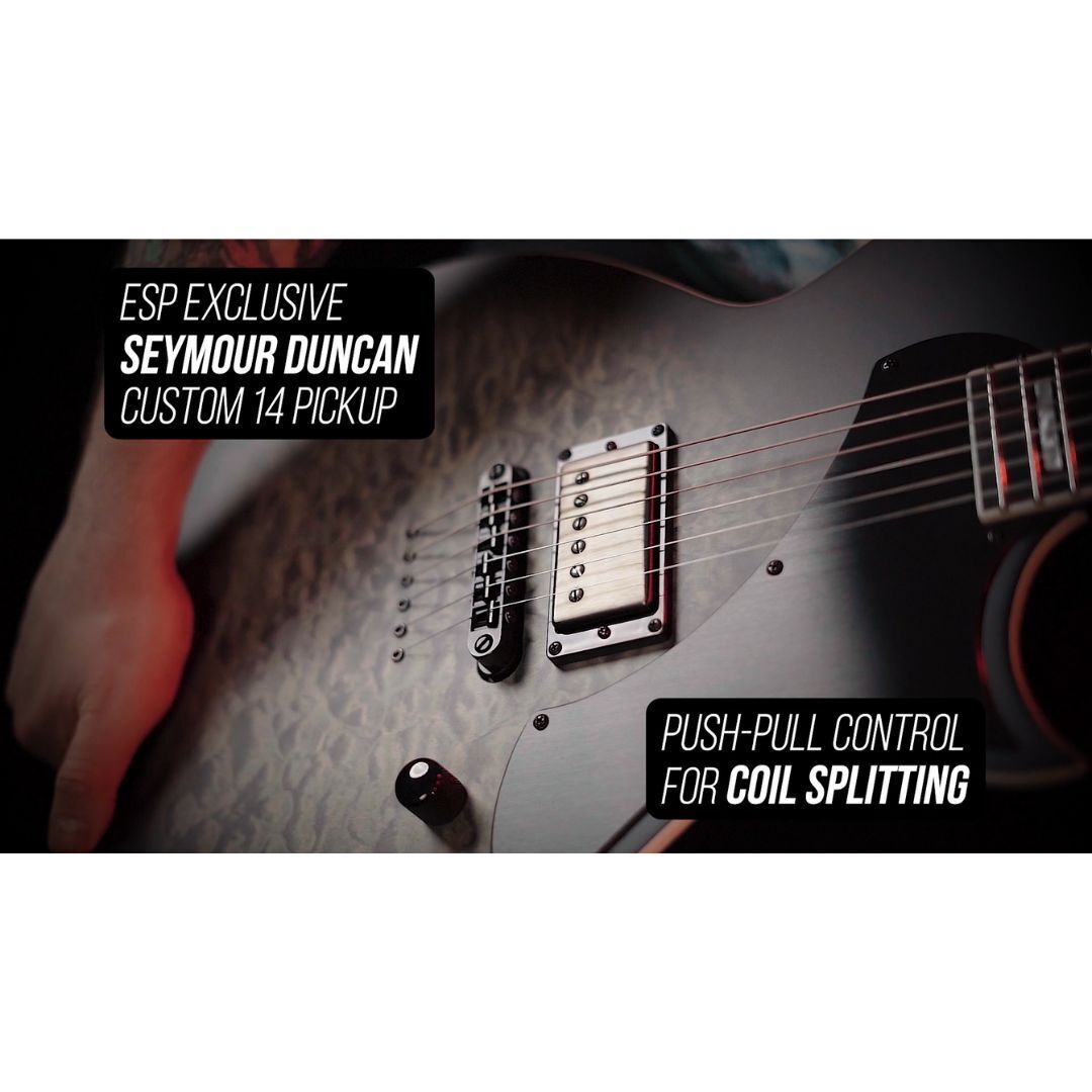 ESP LTD EC-01FT QM Electric Guitar in CHARCOAL BURST SATIN TEARDROP