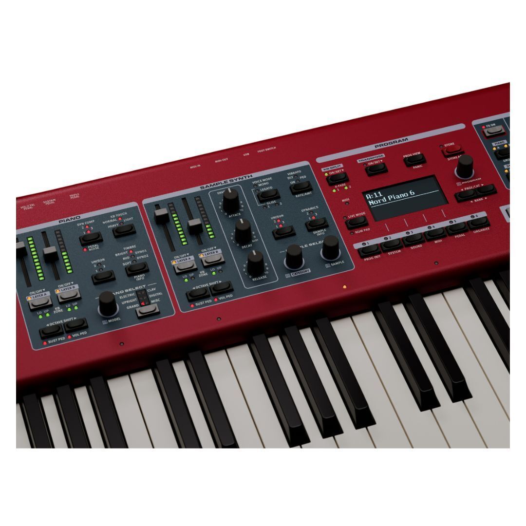 Nord Piano 6 Portable Piano with 73-Key Triple Sensor Hammer Action Keybed and LED Faders (Red)