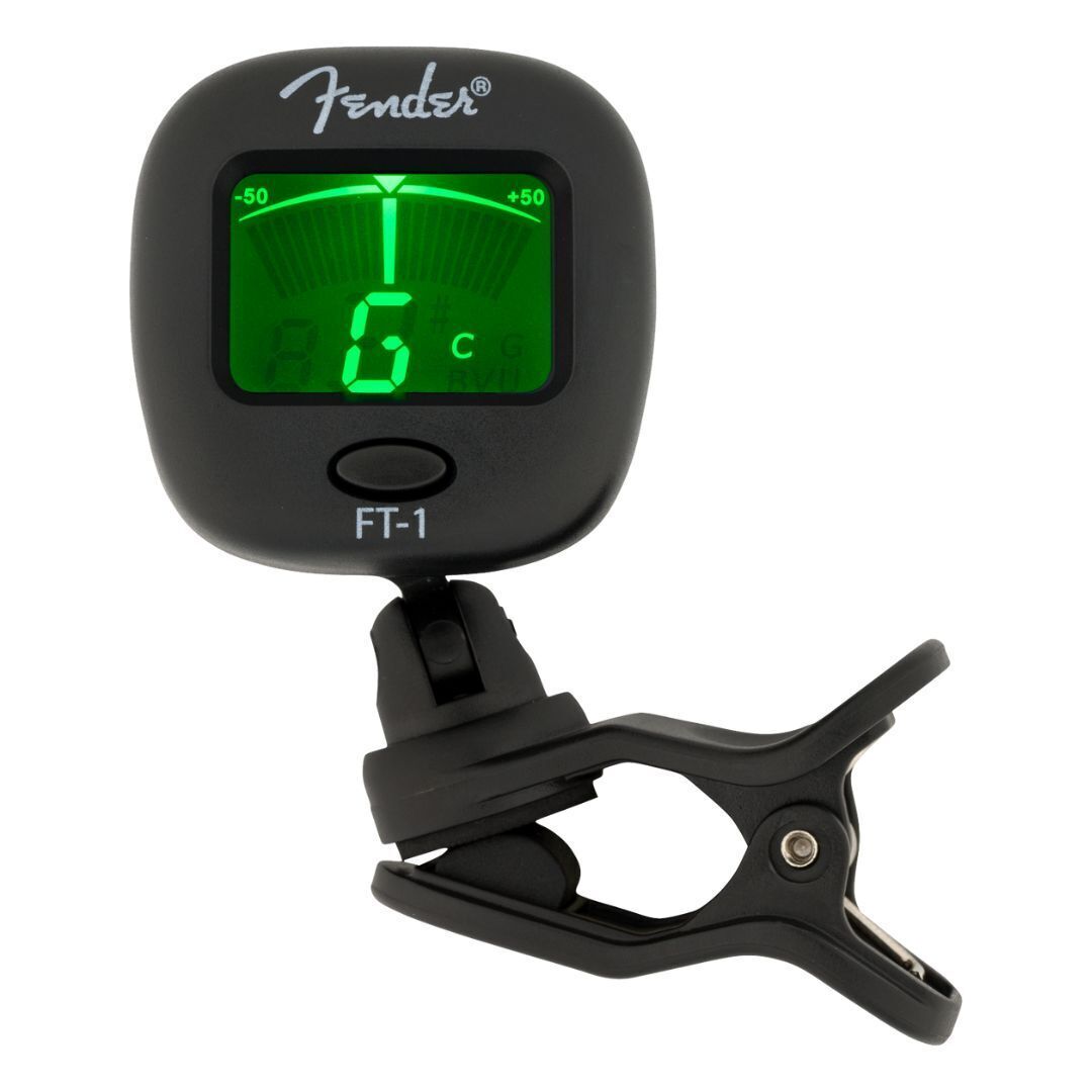 Fender FT 1 Pro Multi Function Clip On Black Tuner for Guitar Bass and Ukulele