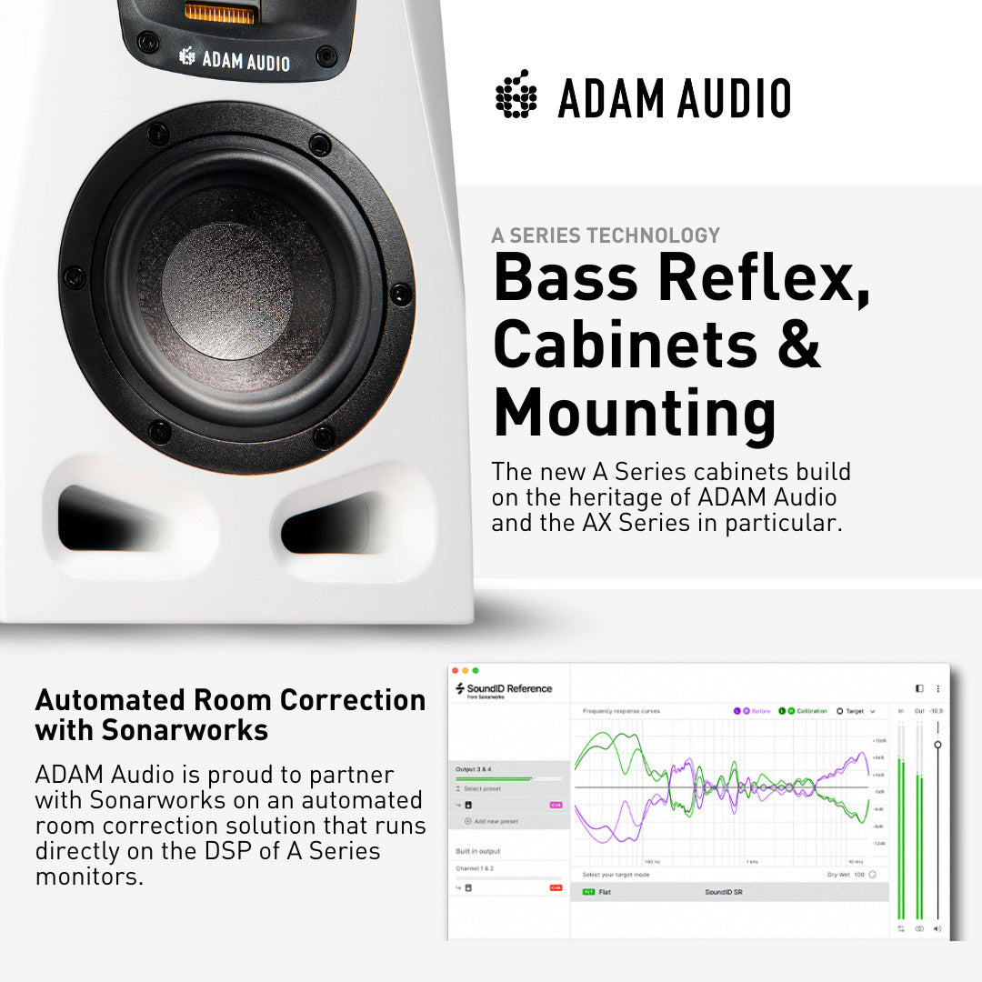 ADAM Audio A4V Powered Two-Way Studio Monitor White, Pair