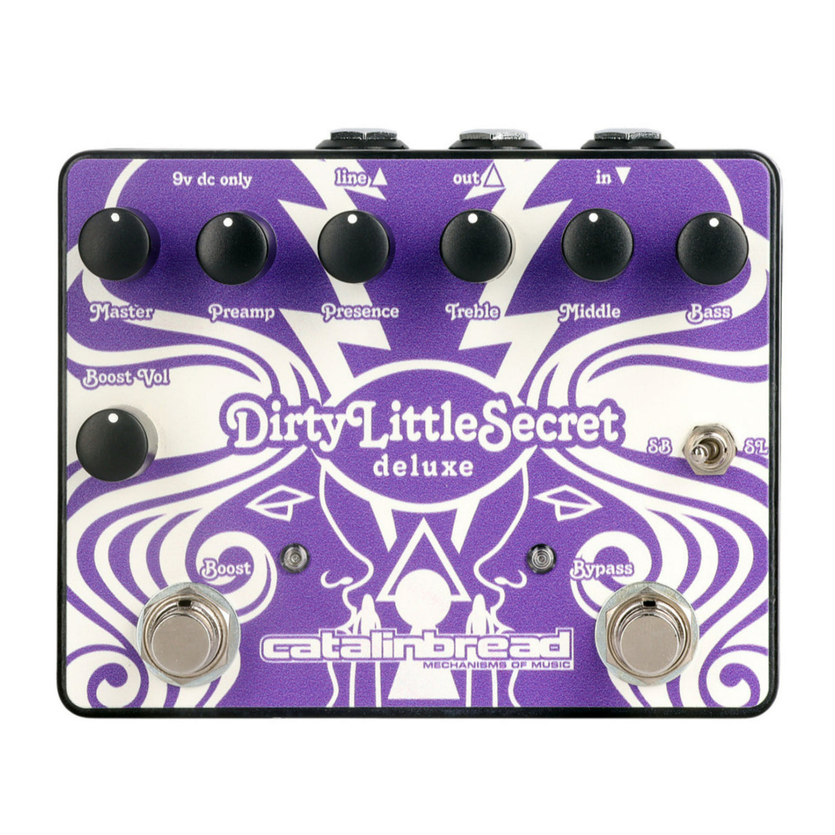 atalinbread Dirty Little Secret Deluxe Overdrive Purple Pedal with Boost Control