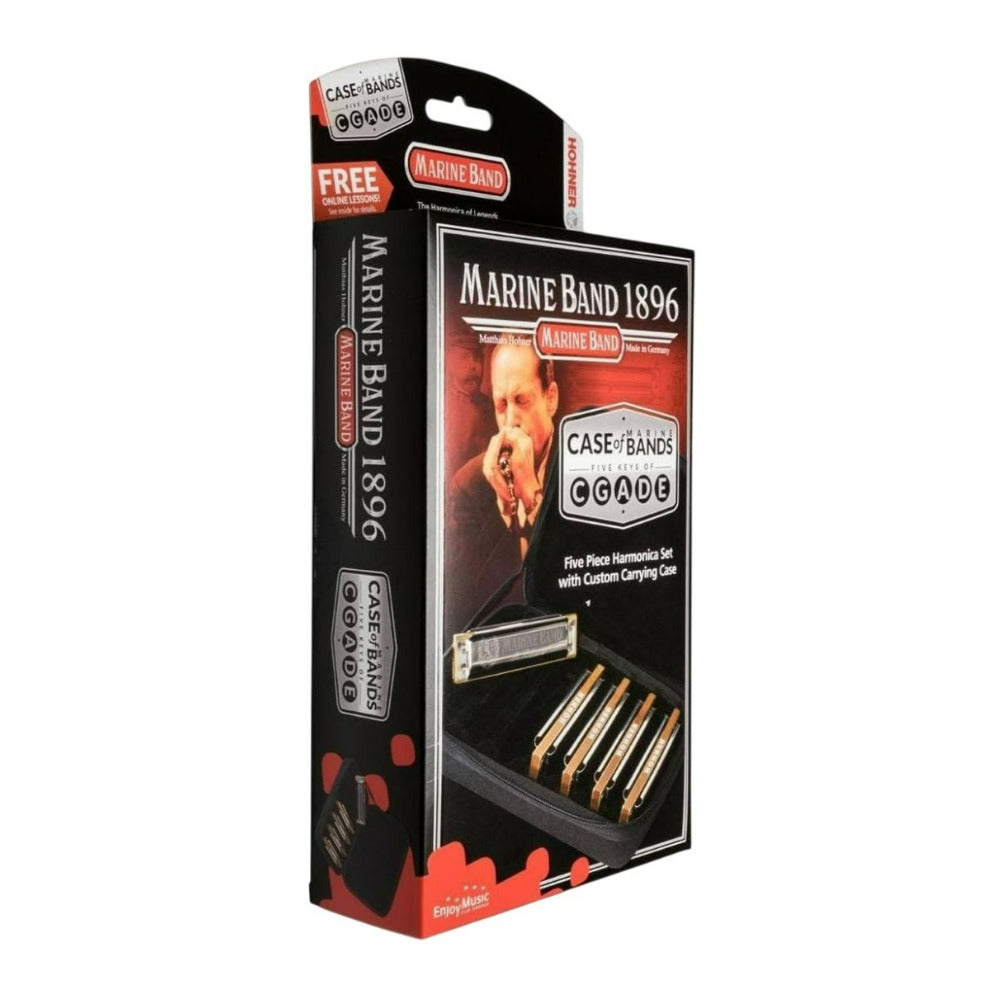 Hohner Marine Band 1896 Stainless Steel Harmonica with Brass Body 5 Pack