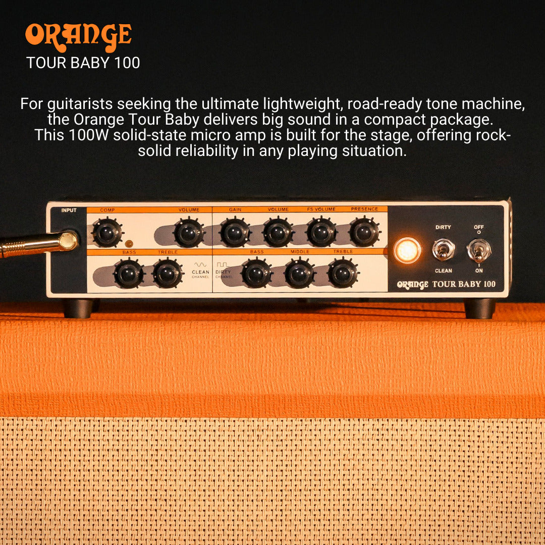 Orange Tour Baby 100 Portable 2 Channel Guitar White Amplifier Head Bundle
