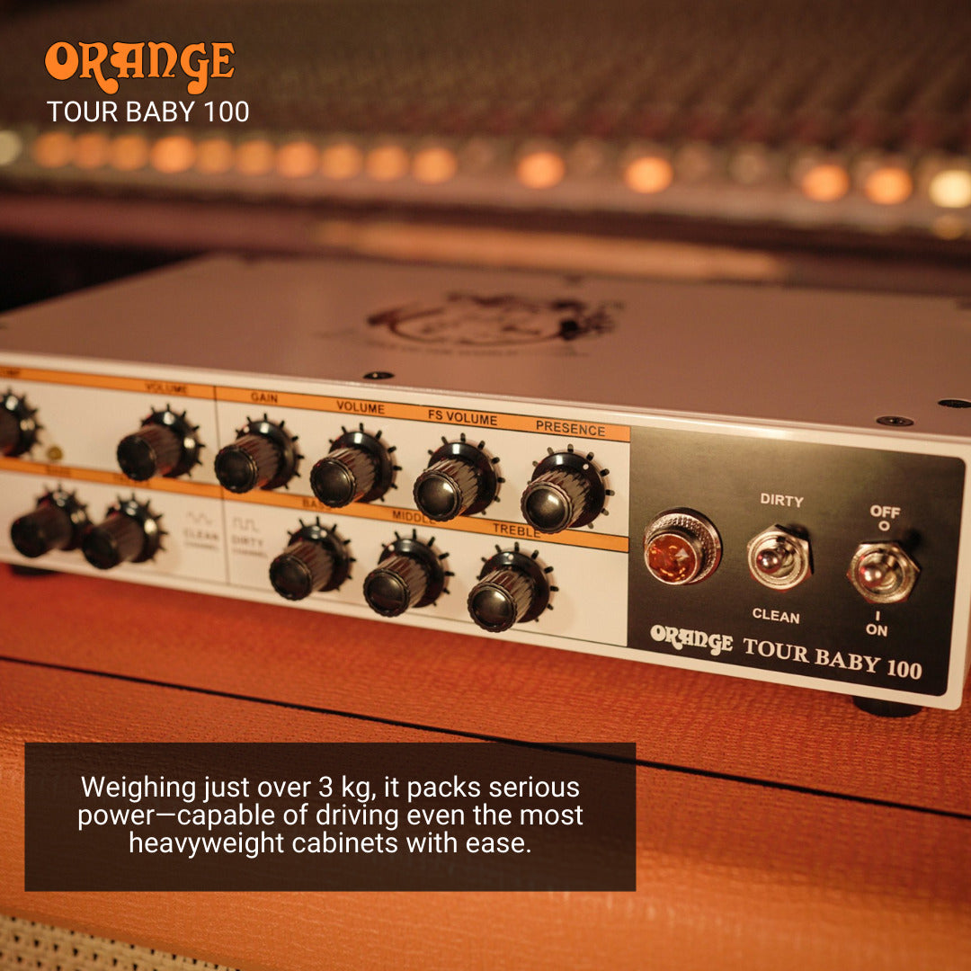 Orange Tour Baby 100 Portable 2 Channel Guitar White Amplifier Head Bundle