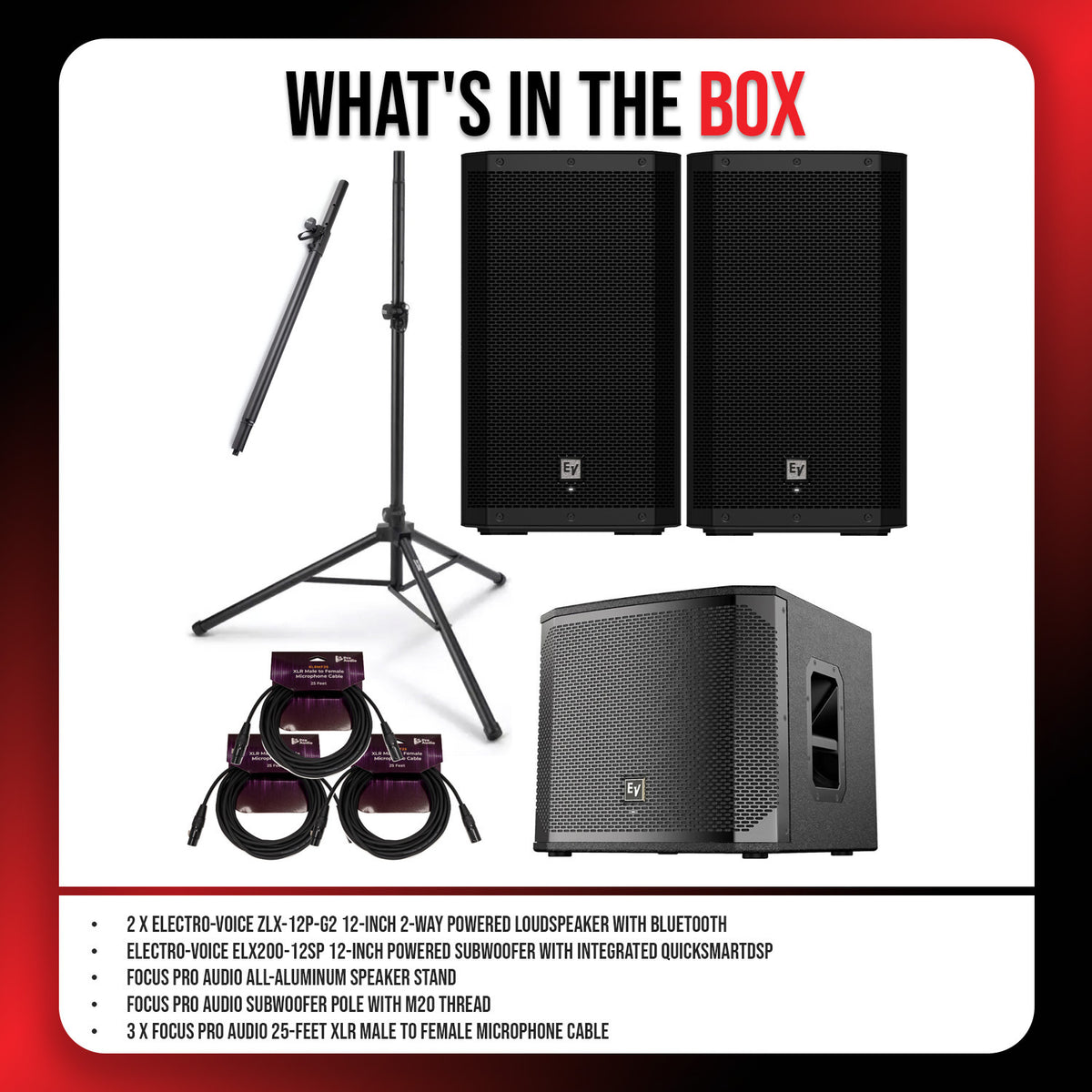 Electro Voice ZLX 12P G2 12 Inch 2 Pack Powered Loudspeaker and Subwoofer Bundle (Open Box)