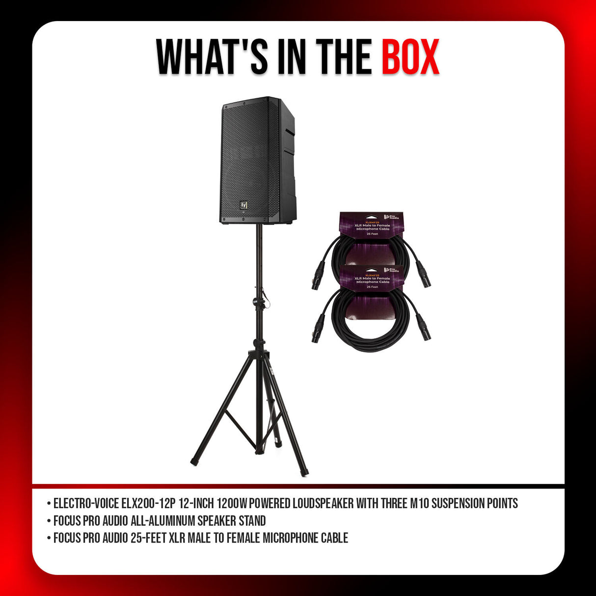 Electro Voice ELX200 12P 12 Inch Powered Loudspeaker and Speaker Stand Bundle