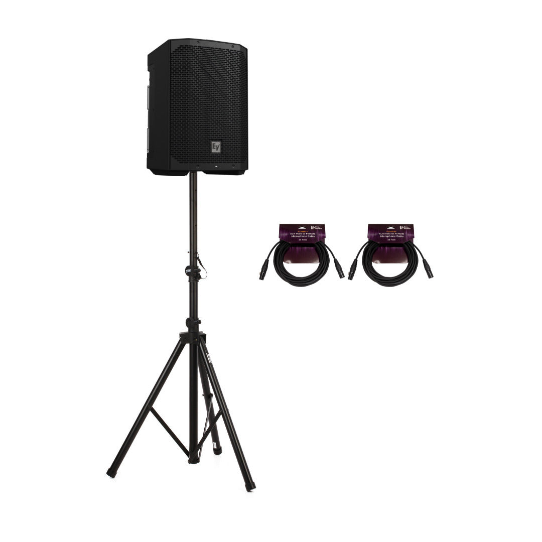 Electro-Voice Everse 8 8 Inch Compact 2 Way Black Loudspeaker Bundle