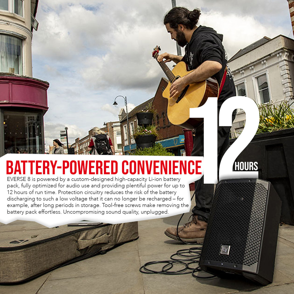 Electro Voice EVERSE 8 8 Inch Battery Powered Black 2 Pack Loudspeaker Bundle