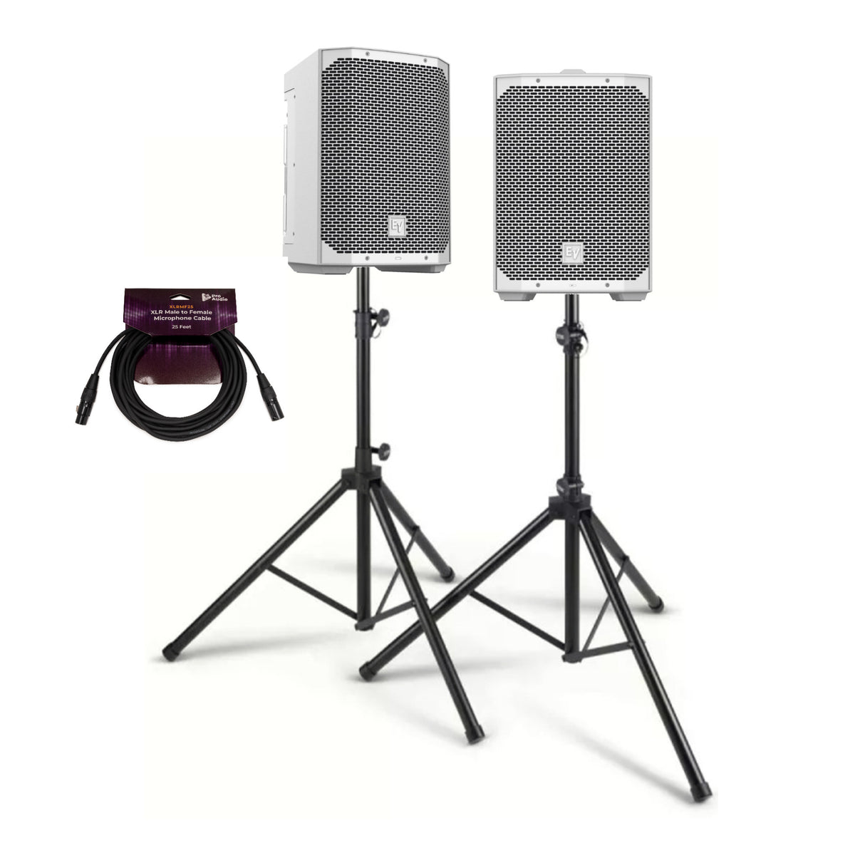 Electro Voice EVERSE 8 8 Inch Battery Powered White 2 Pack Loudspeaker Bundle