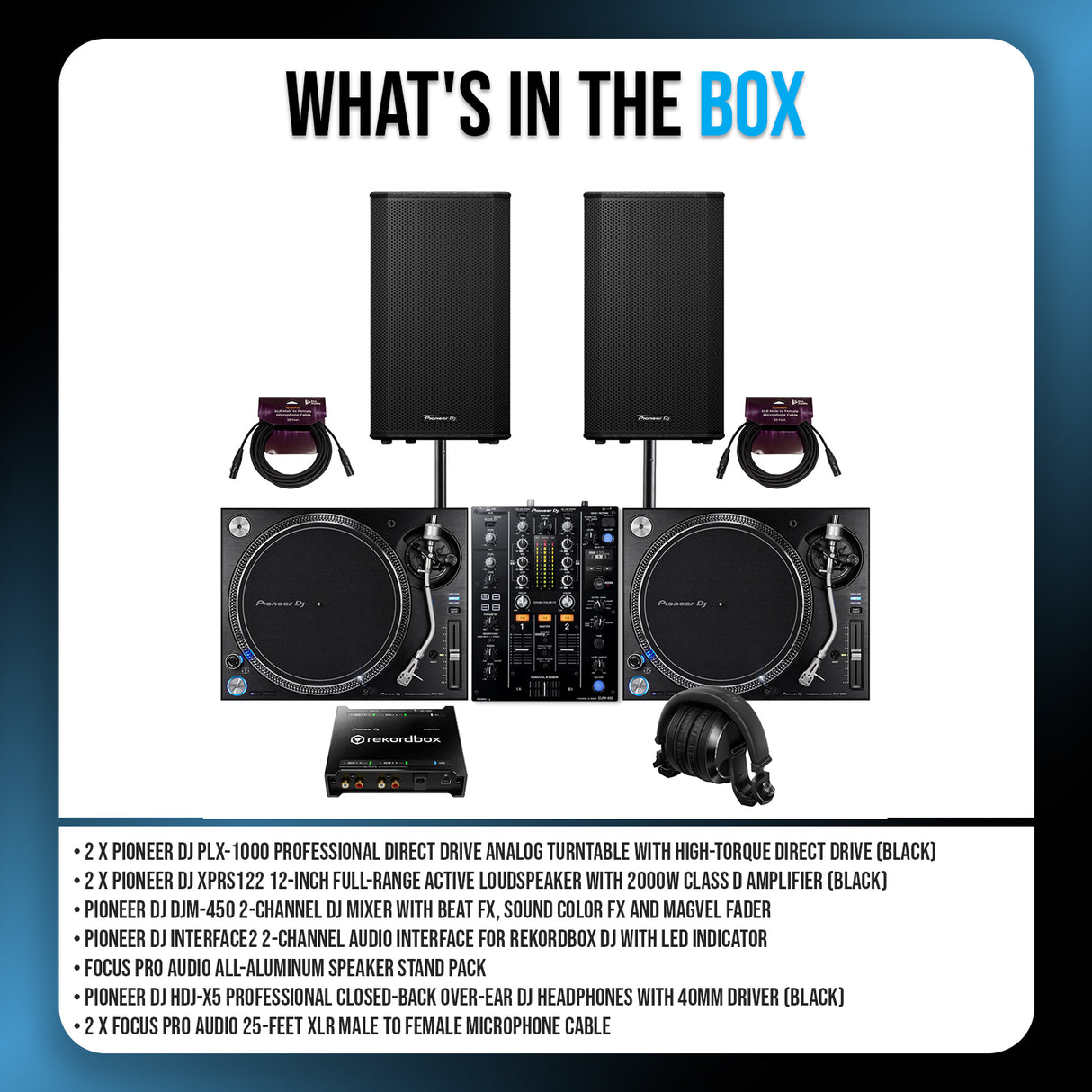 Pioneer DJ PLX 1000 2 Pack Analog Turntable and DJ Mixer Bundle