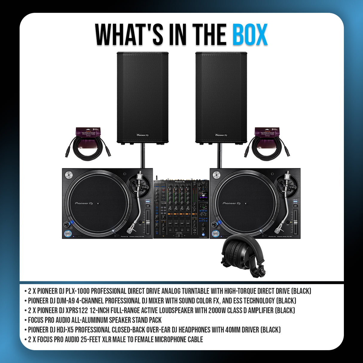 Pioneer DJ PLX 1000 2 Pack Analog Turntable and DJ Mixer Bundle