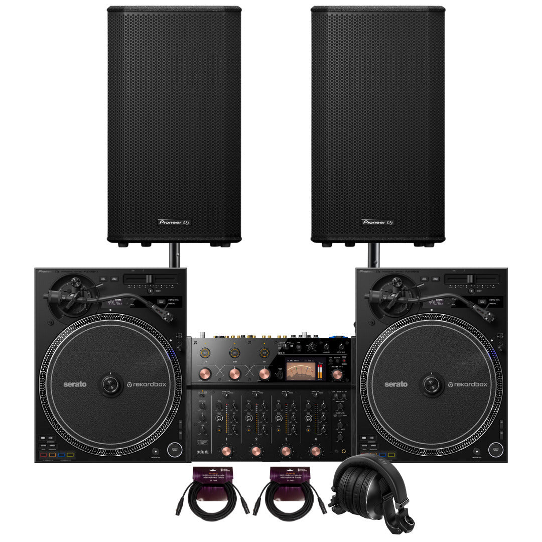 Pioneer DJ PLX CRSS12 Professional Direct Drive Black Turntable 2 Pack Bundle