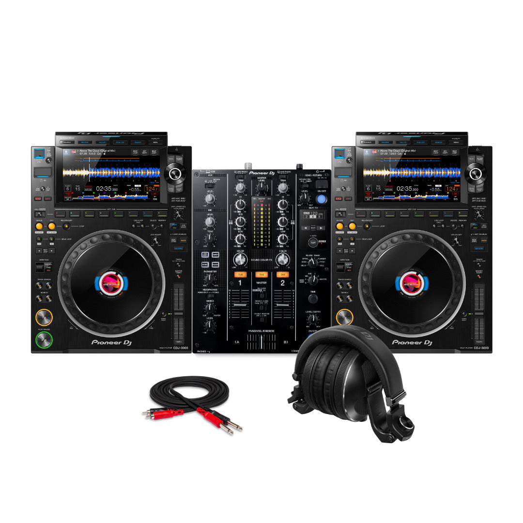 Pioneer DJ CDJ 3000 Professional Black DJ Multi Player 2 Pack with Mixer Bundle