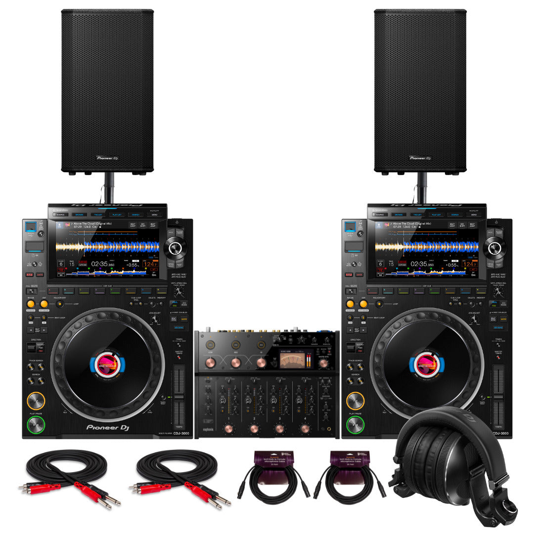 Pioneer DJ CDJ 3000 Professional DJ Black Multi Player 2 Pack with Mixer Bundle