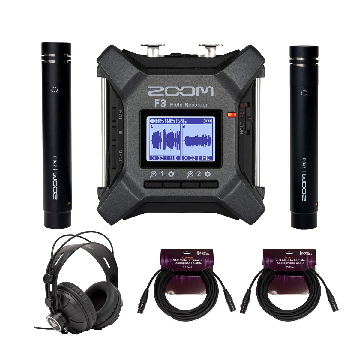 Zoom F3 MultiTrack Handheld Field Recorder with 32 Bit Float Technology Bundle (Open Box)