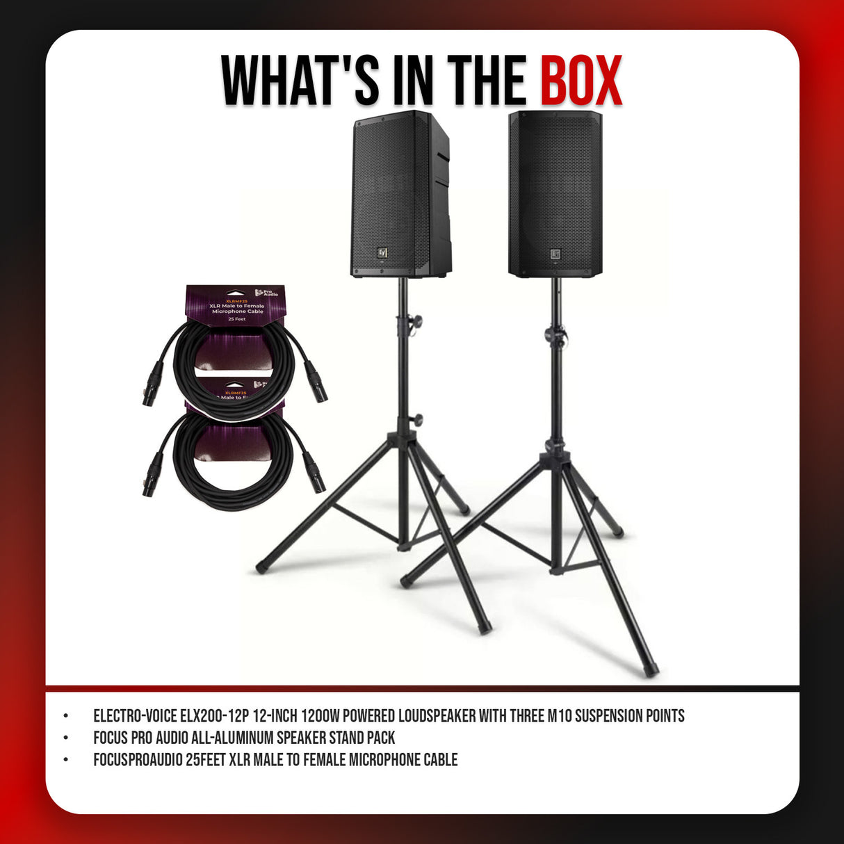 Electro-Voice ELX200 12P 12 Inch 1200W Class D Powered Loudspeaker 2 Pack Bundle