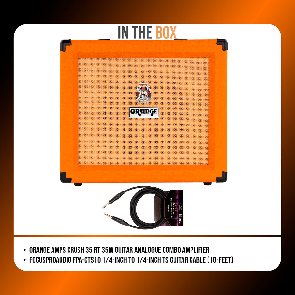Orange Amps Crush 35 RT 35W Guitar Analogue Combo Amplifier Bundle