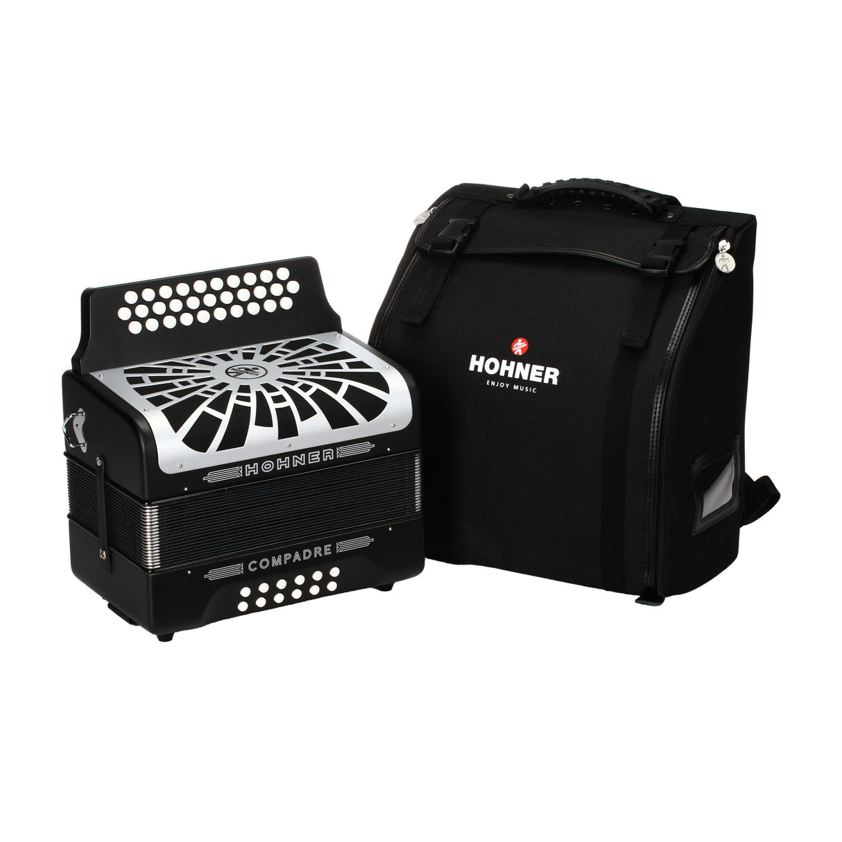 Hohner Compadre FBbEb Musica Tipica Series Accordion with Gig Bag (Black) (Open Box)