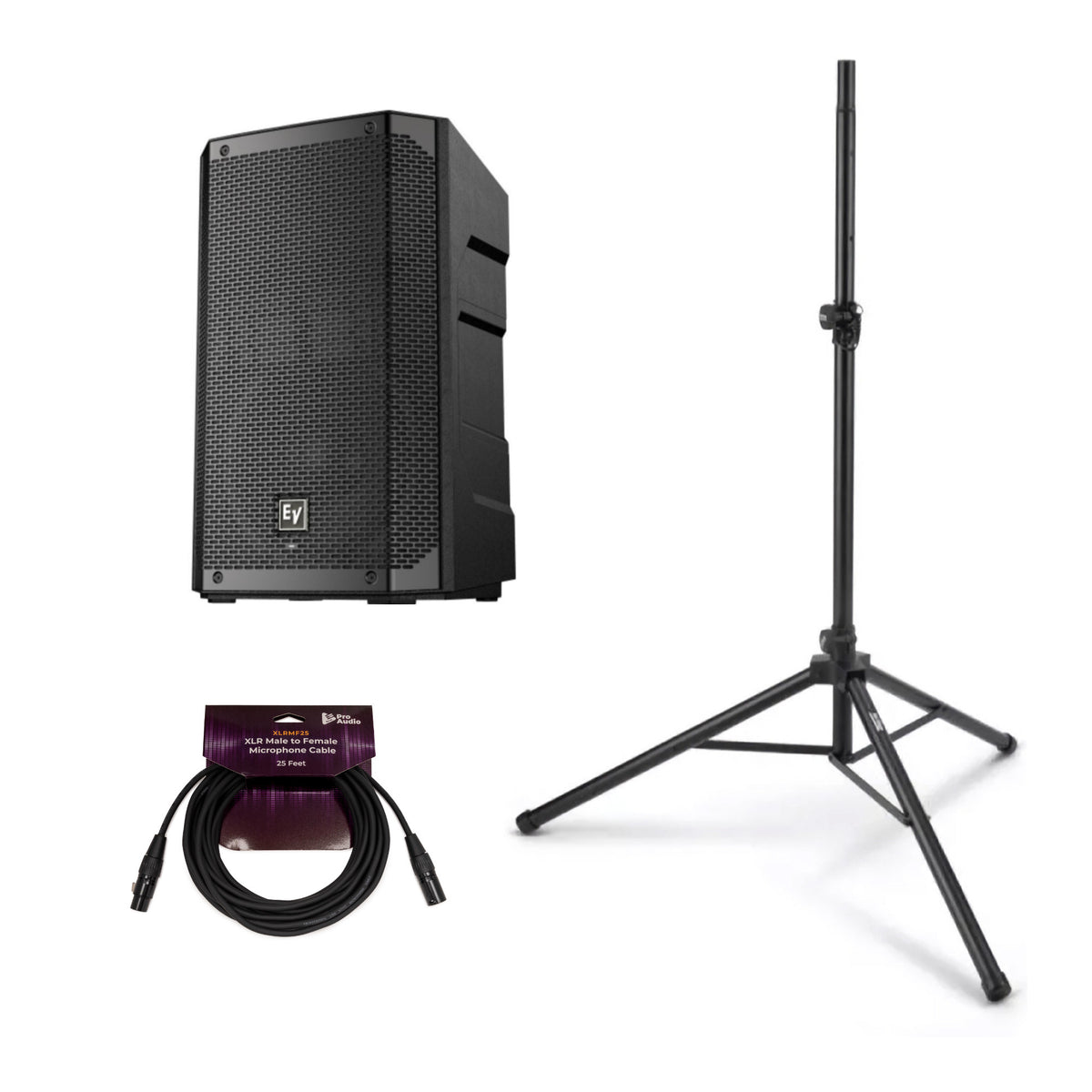 Electro-Voice ELX200-10P 10 inch 1200W 2-Way Powered Speaker Bundle