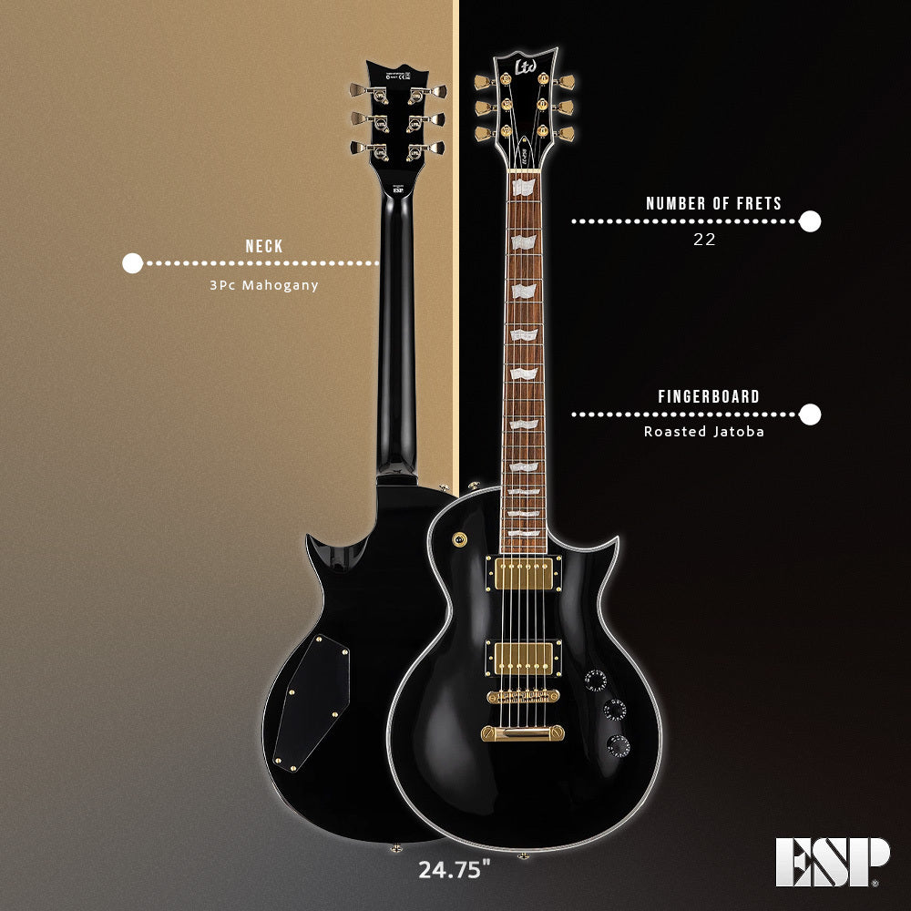 ESP LTD EC 256 Eclipse 6 String Black Electric Guitar with Mahogany Body Bundle