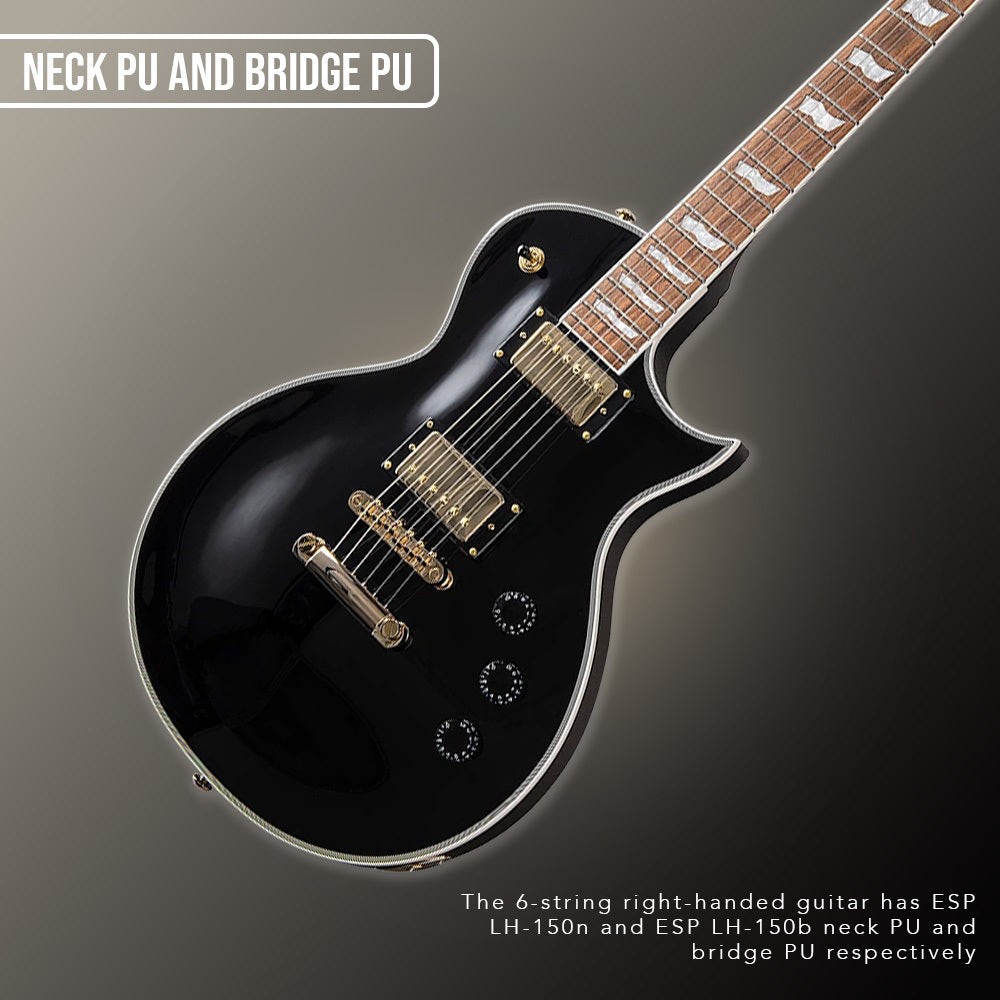 ESP LTD EC 256 Eclipse 6 String Black Electric Guitar with Mahogany Body Bundle