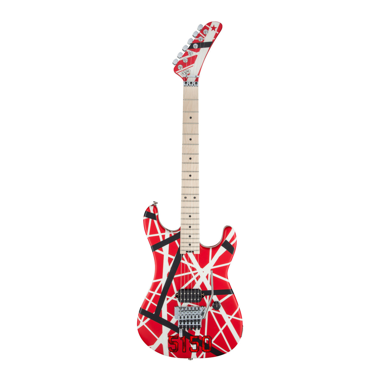 EVH Striped Series 5150 6 String Right Hand Red Black and White Electric Guitar