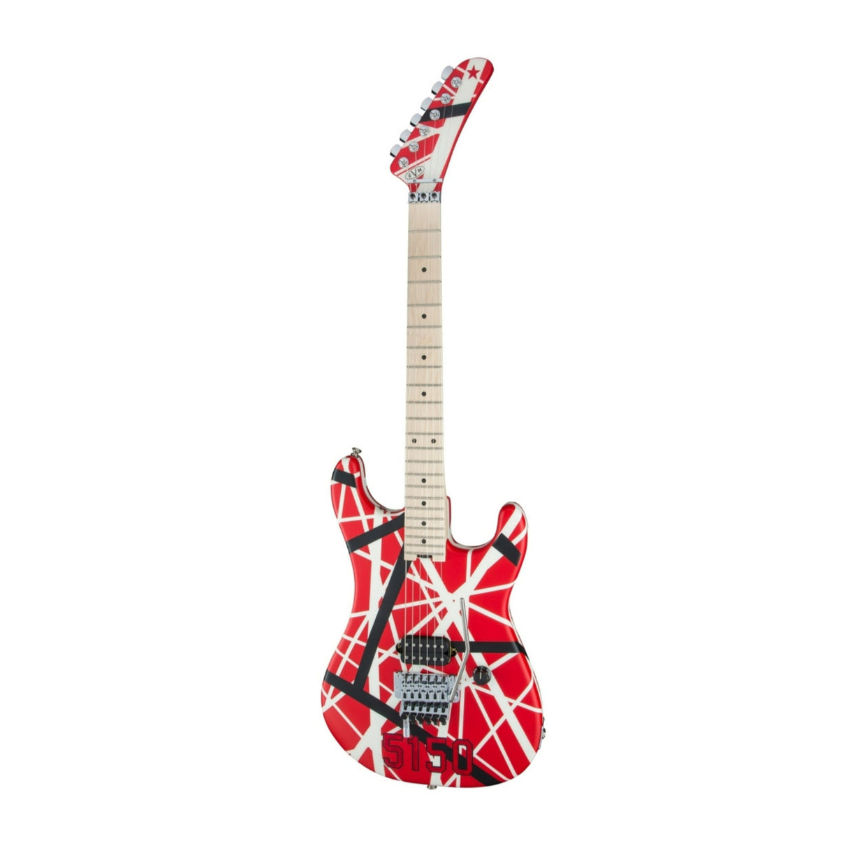 EVH Striped Series 5150 6 String Right Hand Red Black and White Electric Guitar