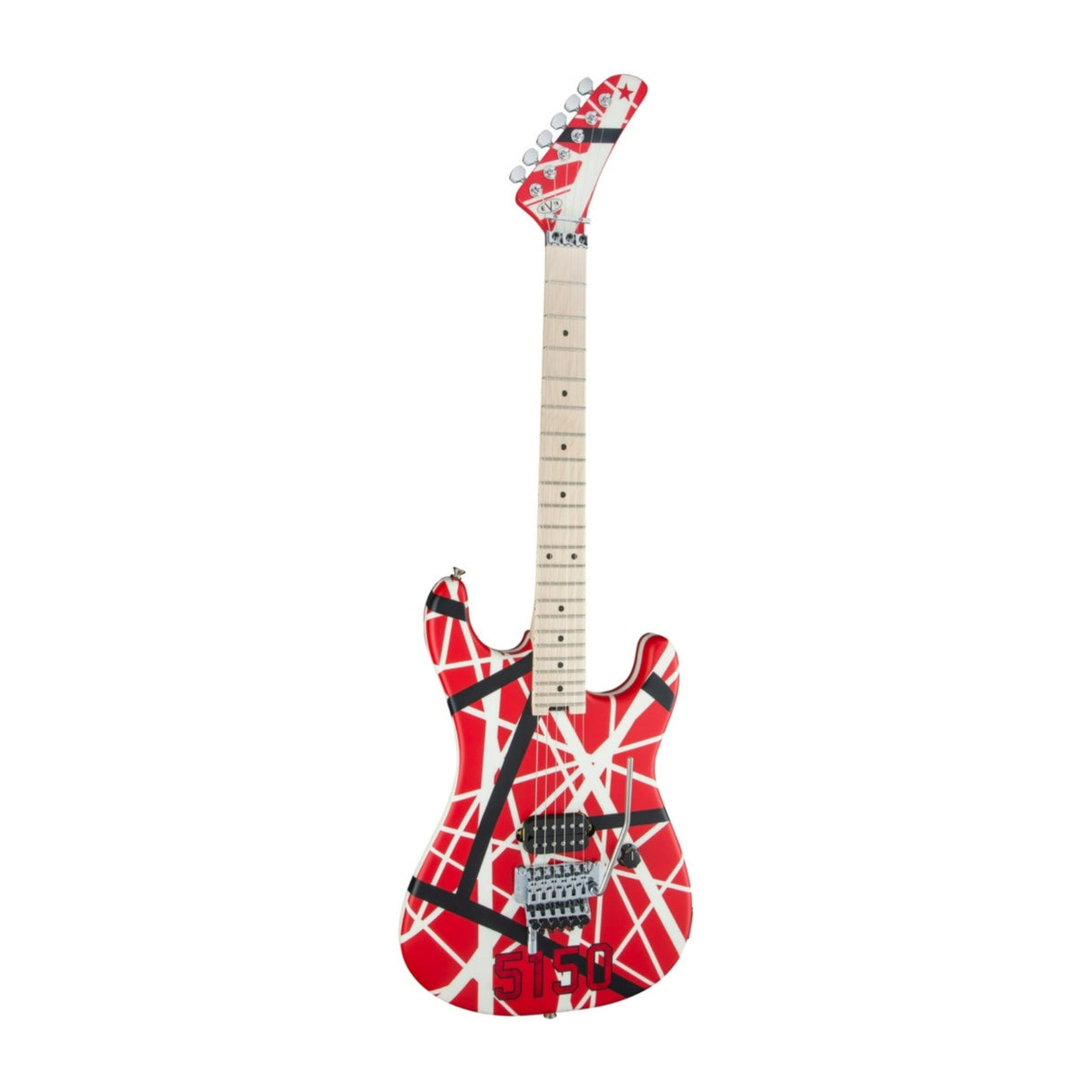 EVH Striped Series 5150 6 String Right Hand Red Black and White Electric Guitar