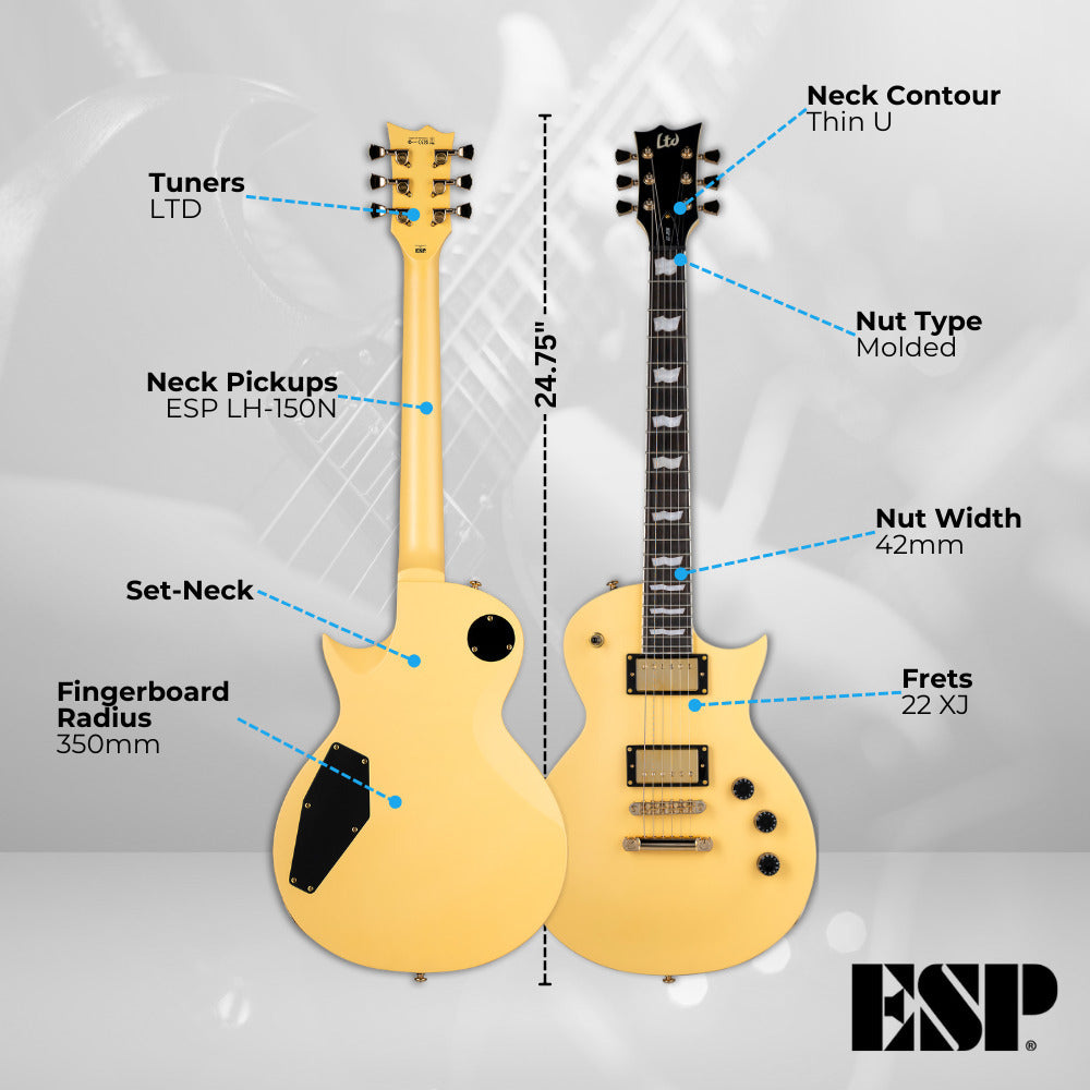 ESP LTD EC-256 Vintage Gold Satin Electric Guitar with Guitar Fit Case (2 Items)